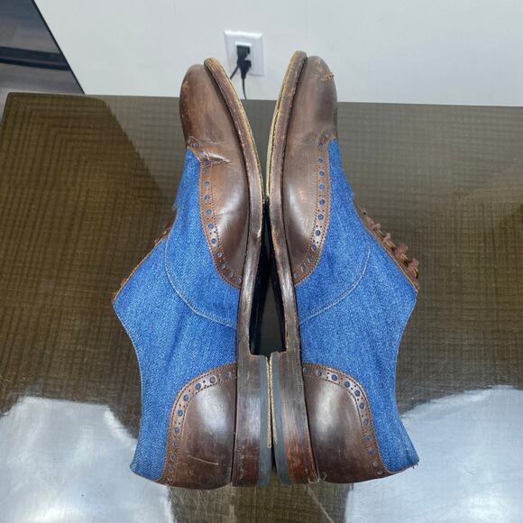 Rare Barbanera Sperelli Wingtip Denim Leather Oxford Brogue Men's 10.5 - Picture 6 of 12